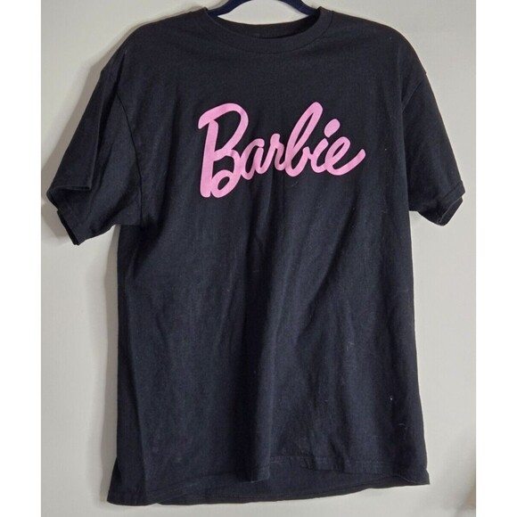 Barbie T-Shirt Women SZ Large Black Pink 100 % Cotton Mattel Brand - Picture 1 of 4